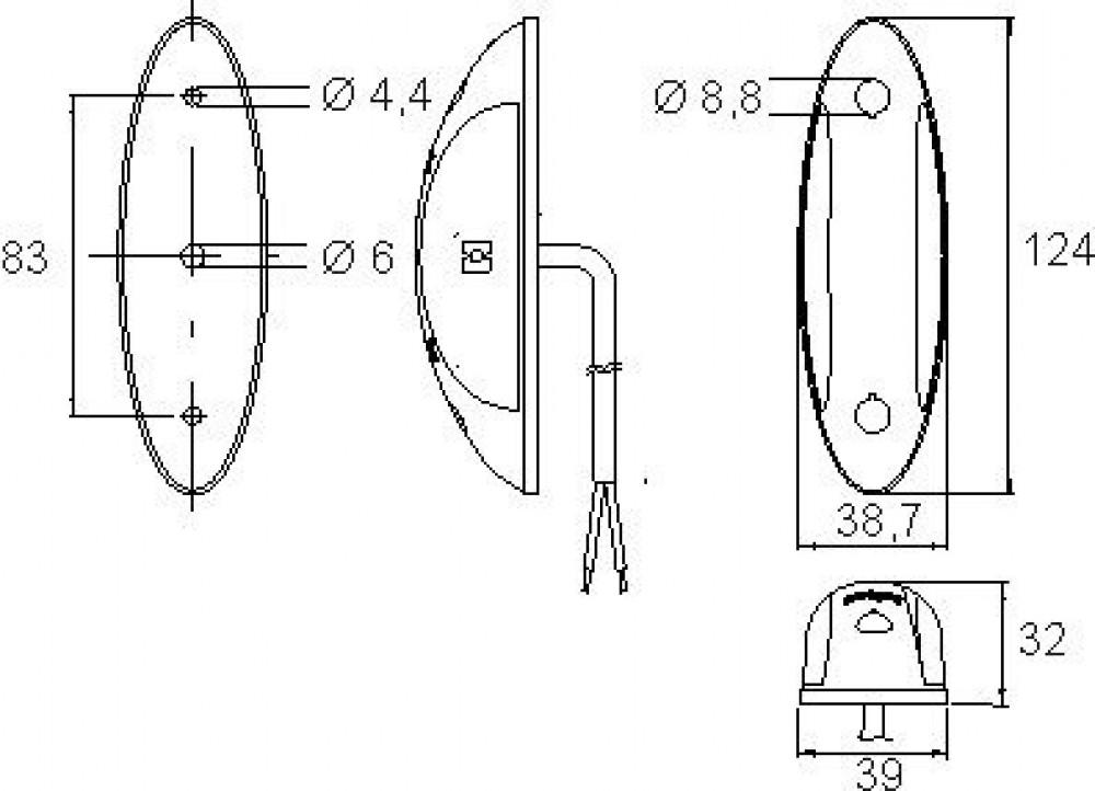 Jokon Markering LED SPL2011 Ovaal Opbouw Rood/Wit Wit Frame