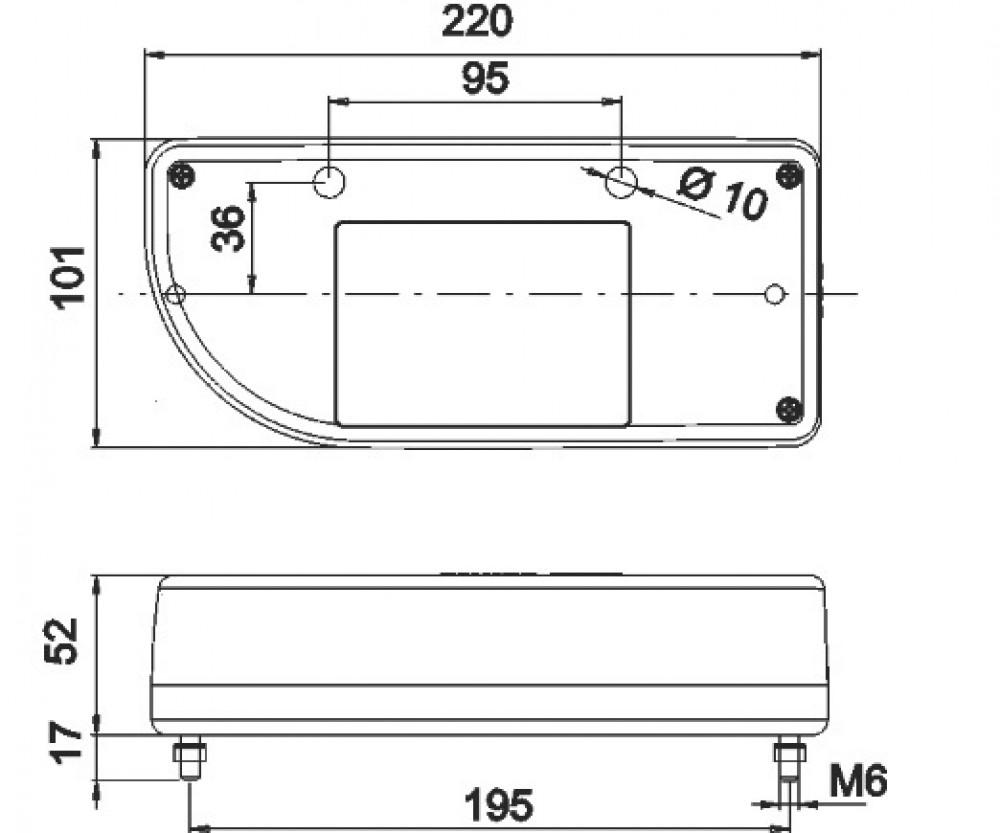 Jokon Achterlicht 821 Rem/ Knipper/ Kenteken/ Mist/ Achteruitrij/ Reflector Opbouw Rechts