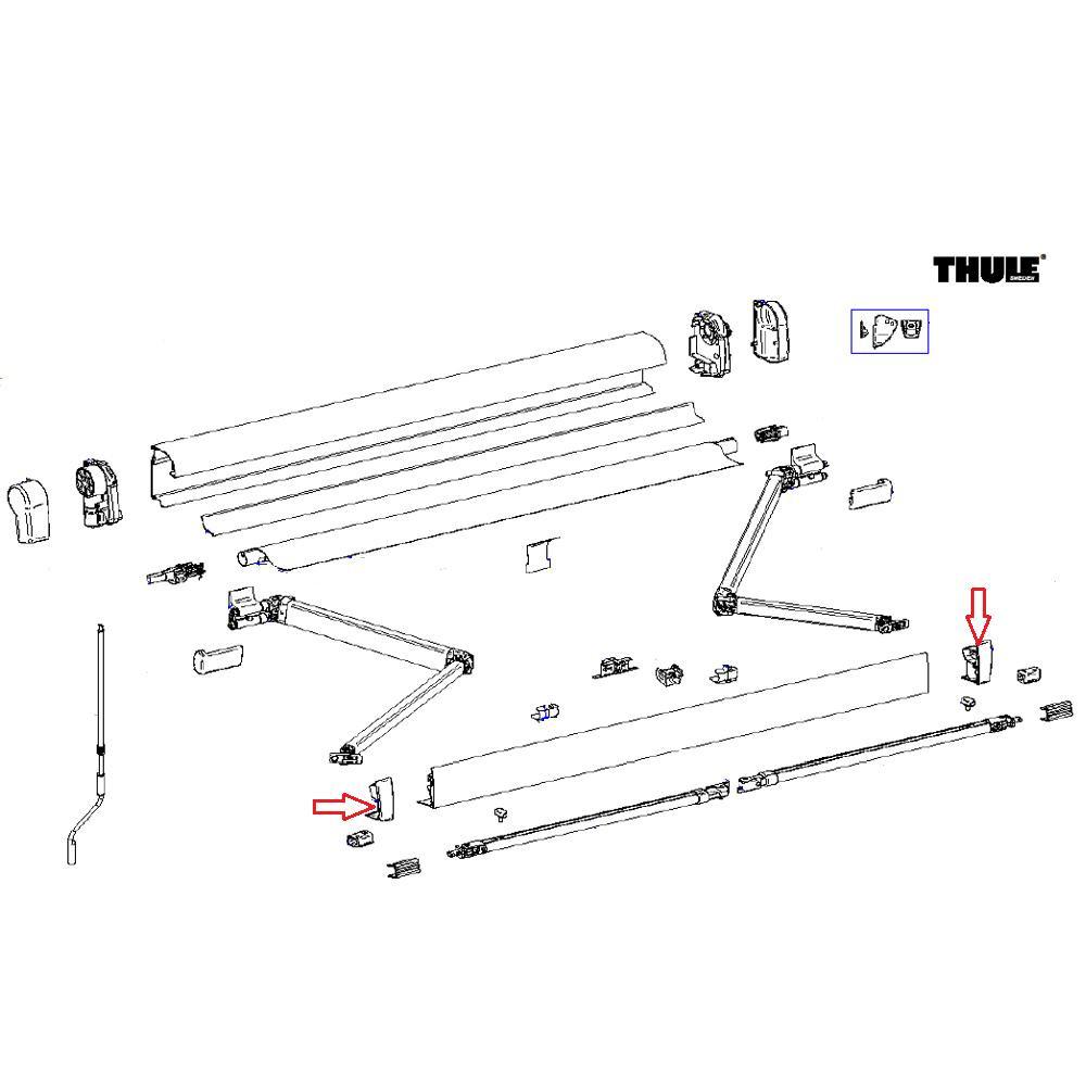 Thule 4900 LH&RH Eindkappen voorlijst antra