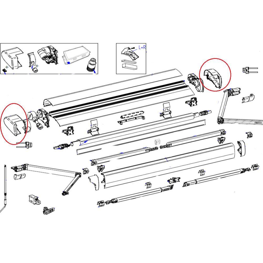 Thule 6300 Eindkap LH+RH Geanodiseerd