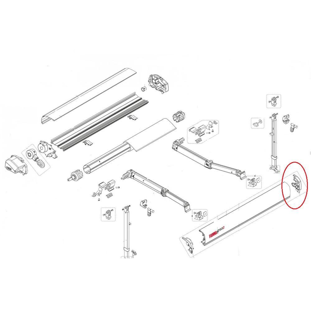 Fiamma F80S Eindkap Lead Rail Rechts Wit