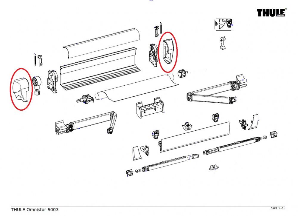 Thule Eindkap Lead Rail LH+RH 5003